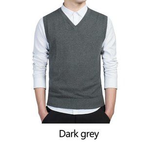 Retro Vintage 40s Gray Knit Sweater Vest Slim Fit V-Neck Acrylic Stretchy Preppy